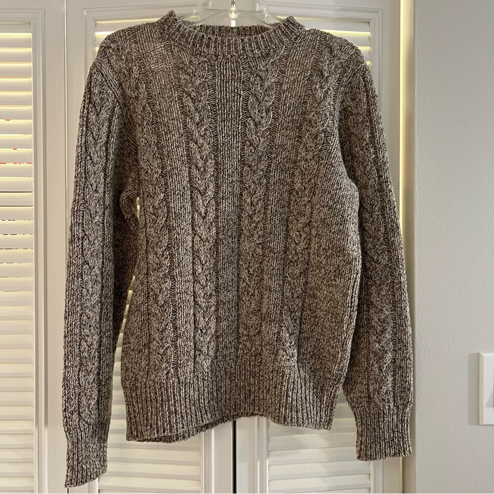 Alfredo Brown Barbanera Merino Wool Cable Knit Sweater. Medium